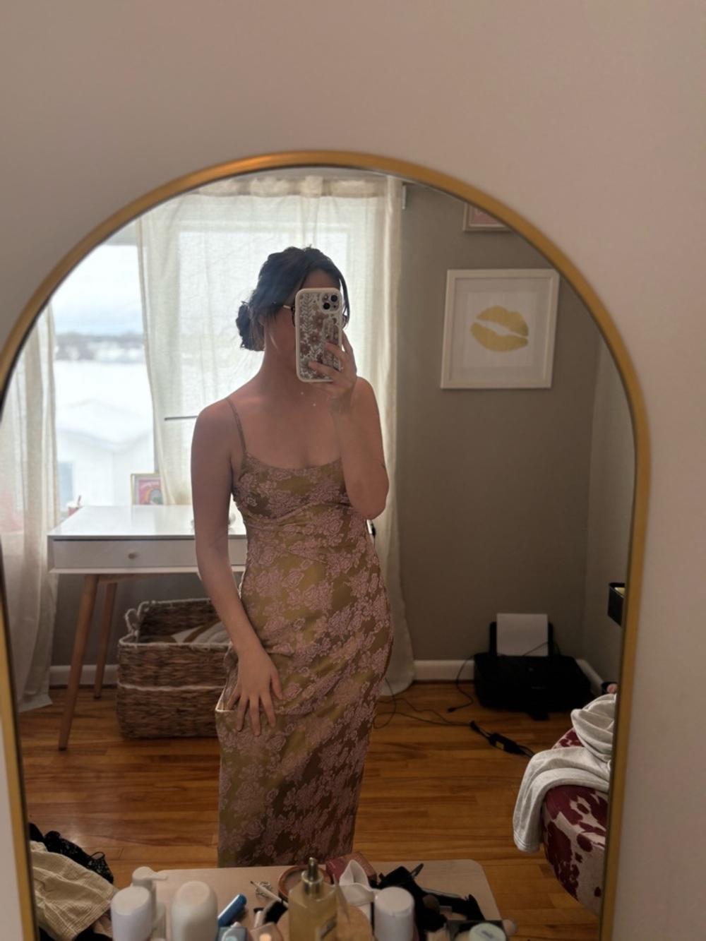 Beautiful new floral print Silk dress